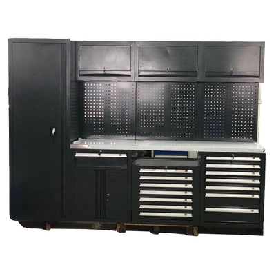 Zwarte ruime metalen garagebankkasten W2400 D610 H40mm