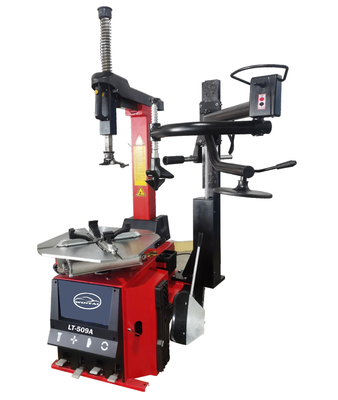 Pneumatische bandenwisselaar voor het monteren van banden met automatische positioneringsfunctie en vrije hefpositionering