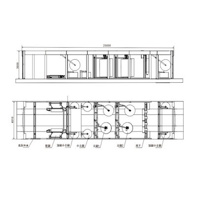 Flat Track Tunnel-type Autoverwasser 14 borstels 25 METER