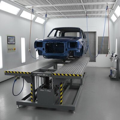 Automatische verfbooth met instelbare bankhoogte 40cm tot 118cm 300mm staalstructuur basis en Schneider Control Components