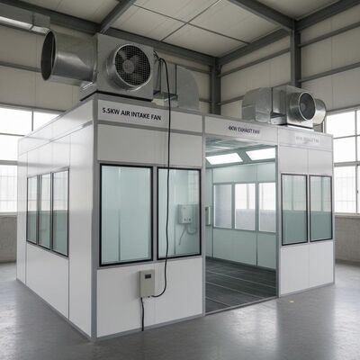 5.5KW European Type Air Intake Fan Car Spray Booth met 50 mm muur en G10 Dieselbrander voor Auto Body Spray Booth