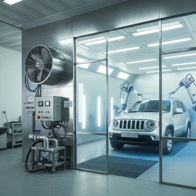 Autospraycabine met 5,5KW Europese Inlaatventilator, Stalen Structuurbasis van 300 mm en Verstelbare Werkbankhoogte 40cm - 118cm